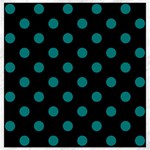 Polka Dots - Teal on Black Canvas 16  x 16 