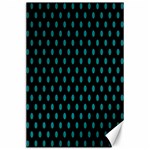 Polka Dots - Teal on Black Canvas 24  x 36 