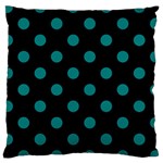 Polka Dots - Teal on Black Large Cushion Case (One Side)