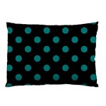 Polka Dots - Teal on Black Pillow Case (Two Sides)