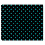 Polka Dots - Teal on Black Double Sided Flano Blanket (Small)