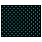 Polka Dots - Teal on Black Double Sided Flano Blanket (Medium)