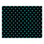 Polka Dots - Teal on Black Double Sided Flano Blanket (Large)