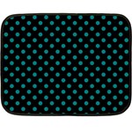 Polka Dots - Teal on Black Fleece Blanket (Mini)