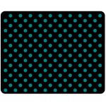 Polka Dots - Teal on Black Fleece Blanket (Medium) (One Side)