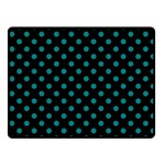 Polka Dots - Teal on Black Fleece Blanket (Small) (One Side)