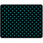 Polka Dots - Teal on Black Double Sided Fleece Blanket (Medium) (Two Sides)