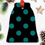 Polka Dots - Teal on Black Bell Ornament (Two Sides)
