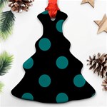 Polka Dots - Teal on Black Ornament (Christmas Tree)