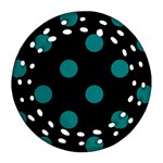 Polka Dots - Teal on Black Ornament (Round Filigree)