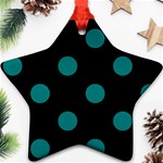 Polka Dots - Teal on Black Star Ornament (Two Sides)