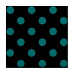 Polka Dots - Teal on Black Tile Coaster