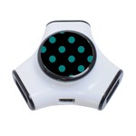 Polka Dots - Teal on Black Portable USB Hub (One Side)