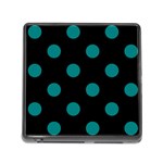 Polka Dots - Teal on Black Memory Card Reader (Square)
