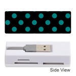 Polka Dots - Teal on Black Memory Card Reader (Stick)