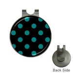 Polka Dots - Teal on Black Golf Ball Marker Hat Clip