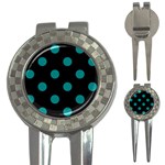 Polka Dots - Teal on Black 3-in-1 Golf Divot