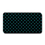 Polka Dots - Teal on Black Medium Bar Mat