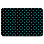 Polka Dots - Teal on Black Large Doormat