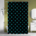 Polka Dots - Teal on Black Shower Curtain 48  x 72  (Small)