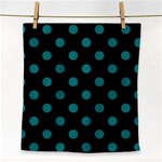 Polka Dots - Teal on Black Face Towel