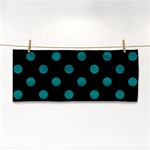 Polka Dots - Teal on Black Hand Towel
