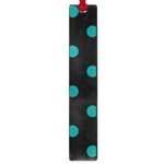 Polka Dots - Teal on Black Large Book Mark