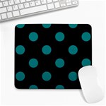 Polka Dots - Teal on Black Large Mousepad