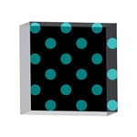 Polka Dots - Teal on Black 4 x 4  Acrylic Photo Block