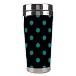 Polka Dots - Teal on Black Stainless Steel Travel Tumbler