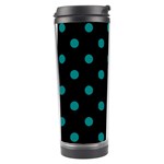 Polka Dots - Teal on Black Travel Tumbler