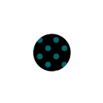 Polka Dots - Teal on Black 1  Mini Button