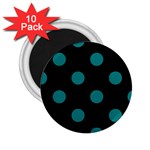 Polka Dots - Teal on Black 2.25  Magnet (10 pack)