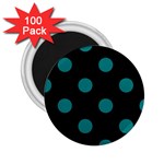 Polka Dots - Teal on Black 2.25  Magnet (100 pack)