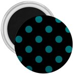 Polka Dots - Teal on Black 3  Magnet