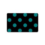 Polka Dots - Teal on Black Magnet (Name Card)