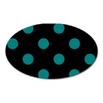 Polka Dots - Teal on Black Magnet (Oval)