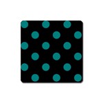 Polka Dots - Teal on Black Magnet (Square)