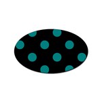 Polka Dots - Teal on Black Sticker (Oval)