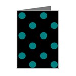 Polka Dots - Teal on Black Mini Greeting Card