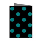 Polka Dots - Teal on Black Mini Greeting Cards (Pkg of 8)