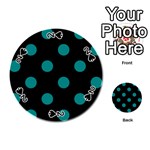 Polka Dots - Teal on Black Playing Cards 54 (Round)