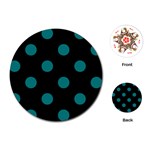 Polka Dots - Teal on Black Playing Cards (Round)