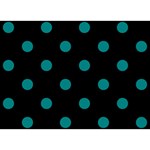 Polka Dots - Teal on Black Birthday Cake 3D Greeting Card (7x5)