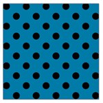 Polka Dots - Black on Cerulean Large Satin Scarf (Square)