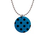 Polka Dots - Black on Cerulean 1  Button Necklace