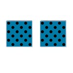 Polka Dots - Black on Cerulean Cufflinks (Square)