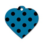 Polka Dots - Black on Cerulean Dog Tag Heart (Two Sides)