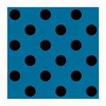 Polka Dots - Black on Cerulean Medium Glasses Cloth (2 Sides)