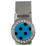 Polka Dots - Black on Cerulean Money Clip (CZ)